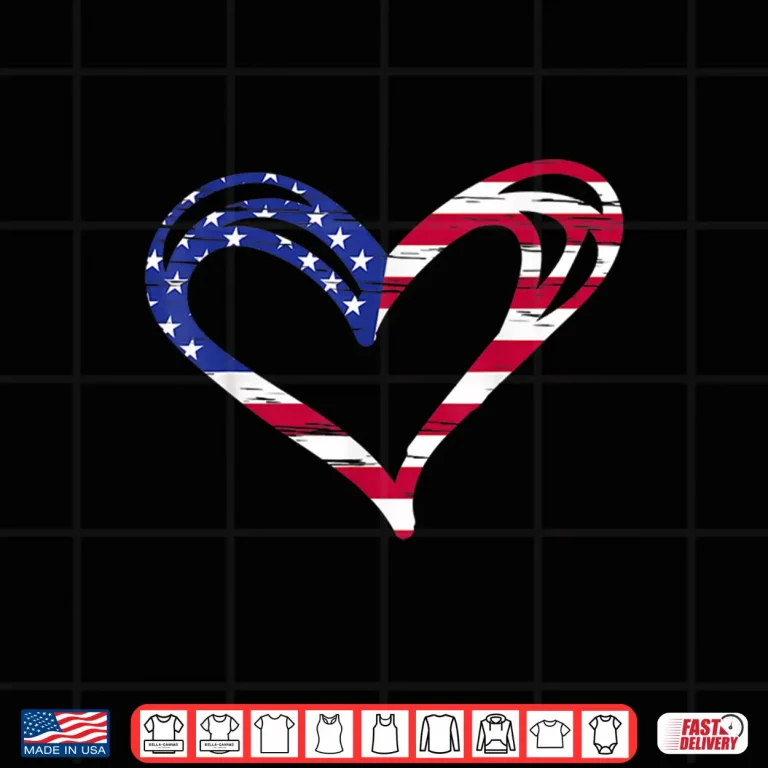 Design USA Flag Heart American Patriotic Armed Forces Memorial Day Shirt