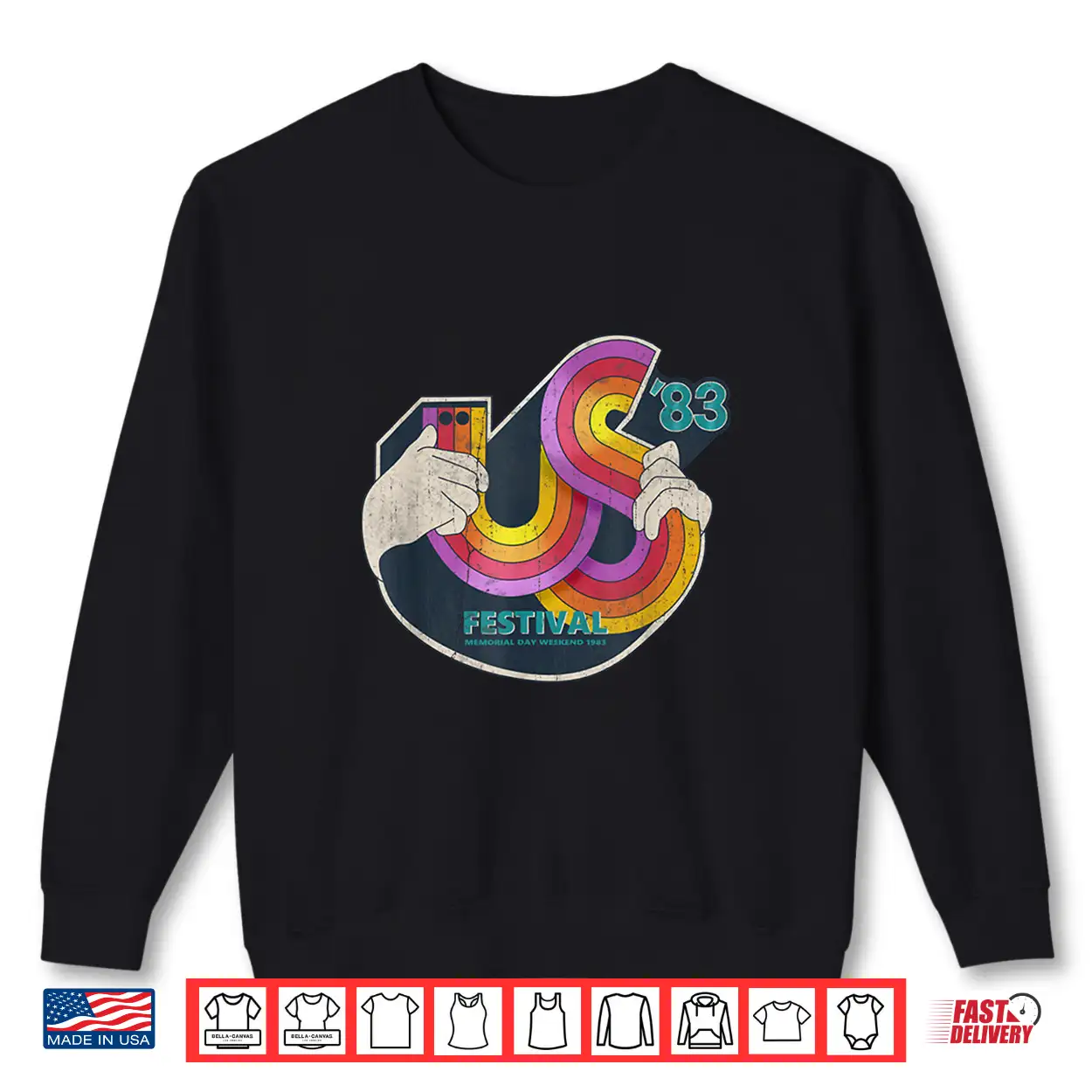 Vintage Us Festival 1983 Color Music For Mens Women 70S Shirt