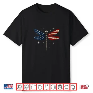 Womens Dragonfly American Flag 4Th Of July Memorial Day Patriotic Shirt
