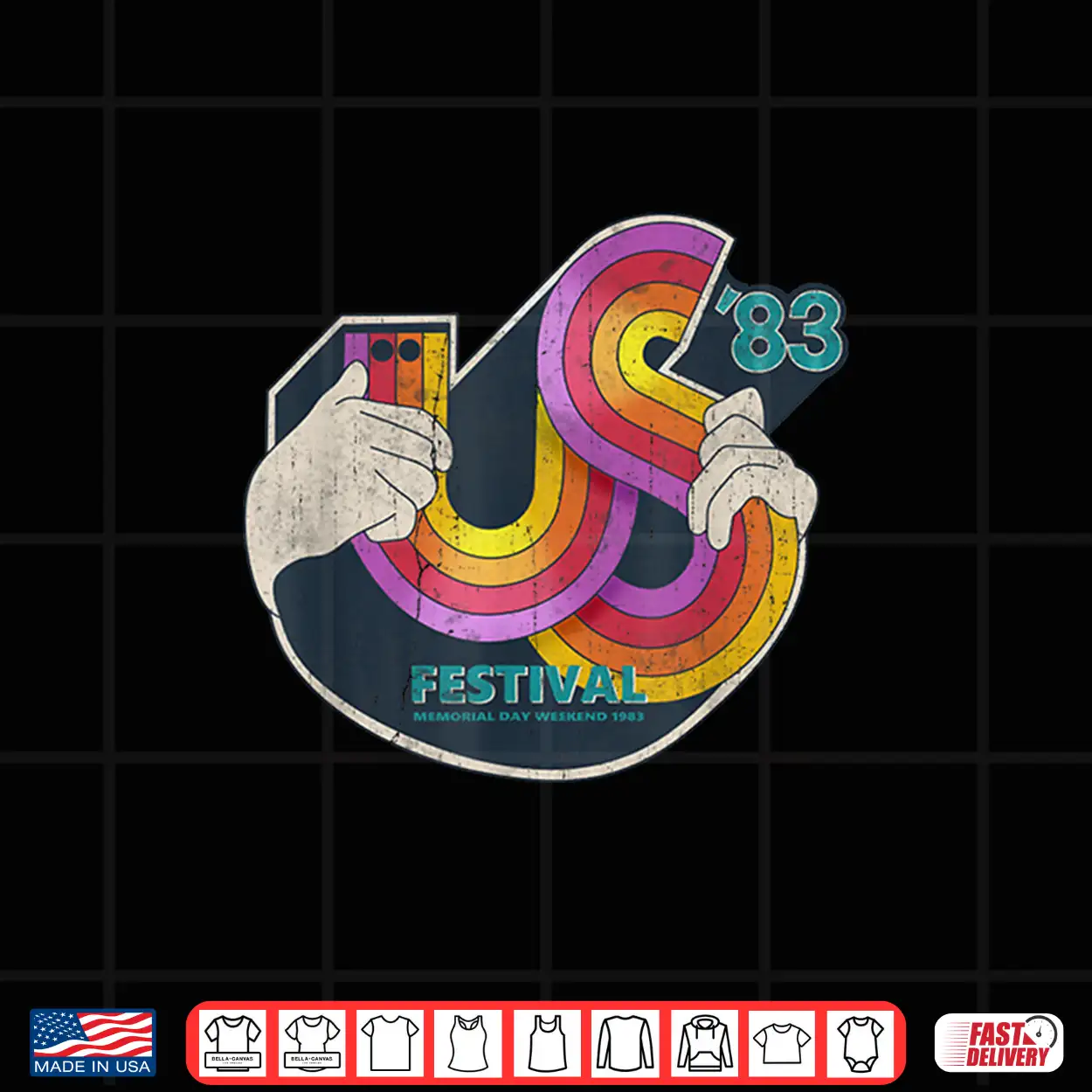 Vintage Us Festival 1983 Color Music For Mens Women 70S Shirt