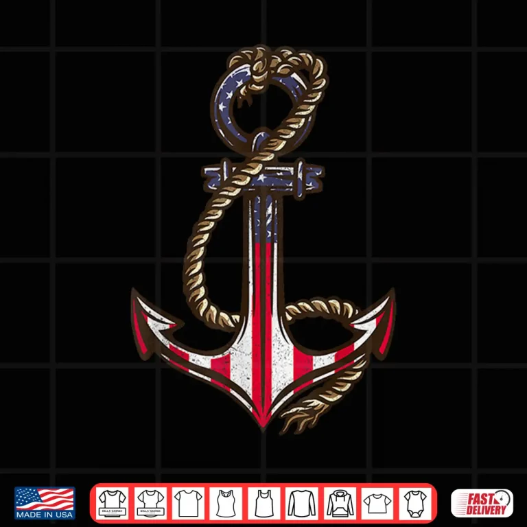 Design American Flag Patriotic Anchor Memorial Day 4th Of July Shirt