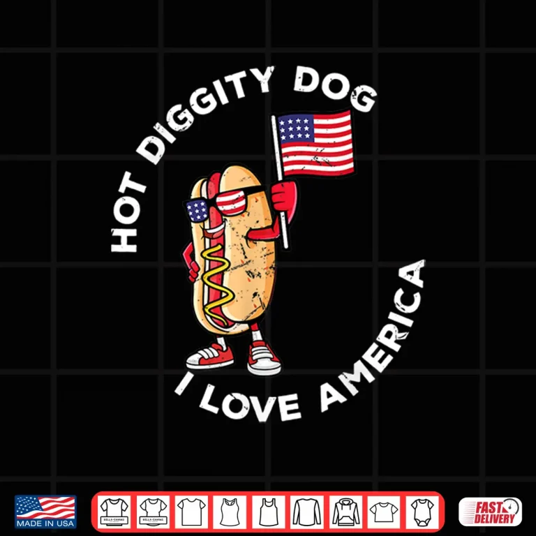 Design Hot Diggity Dog July 4th America Patriotic Picnic USA Funny Shirt