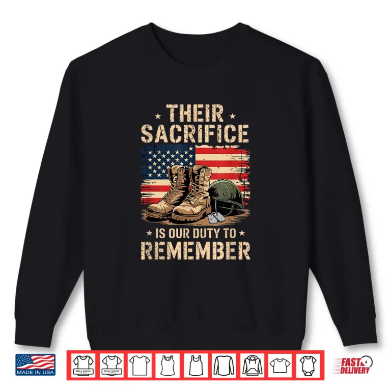 Sweatshirt Memorial Day Honor Fallen Heroes Military Boots Dog Tags Shirt