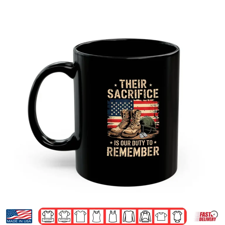 Mug Memorial Day Honor Fallen Heroes Military Boots Dog Tags Shirt