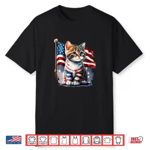 Memorial Day Cat 4Th Of July Patriotic Usa Flag Shirt