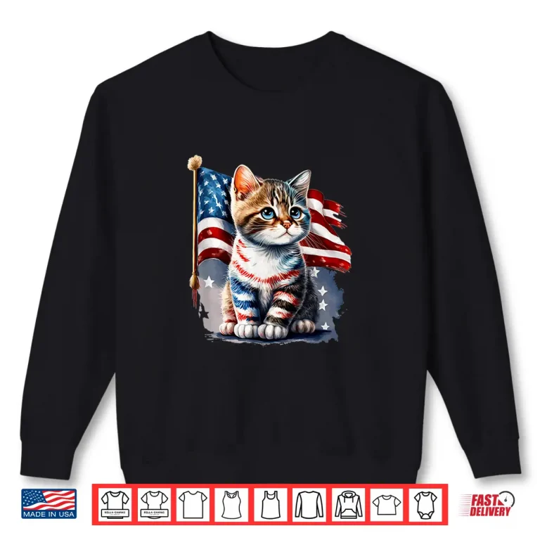 Sweatshirt Memorial Day cat 4th of July patriotic usa flag Shirt