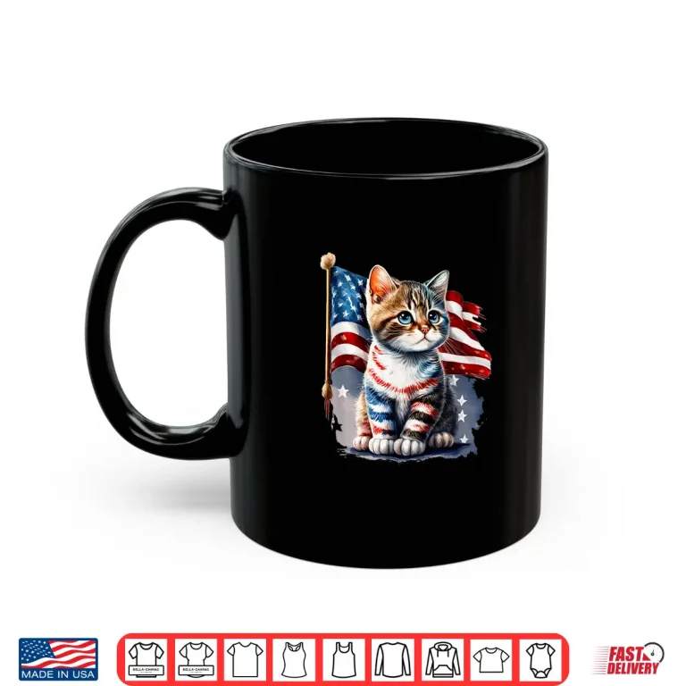 Mug Memorial Day cat 4th of July patriotic usa flag Shirt