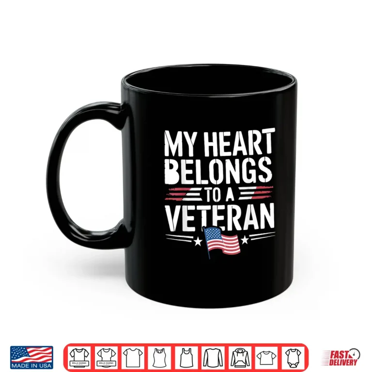 Mug My Heart Belong To A Veteran Memorial Day Military Veterans Shirt