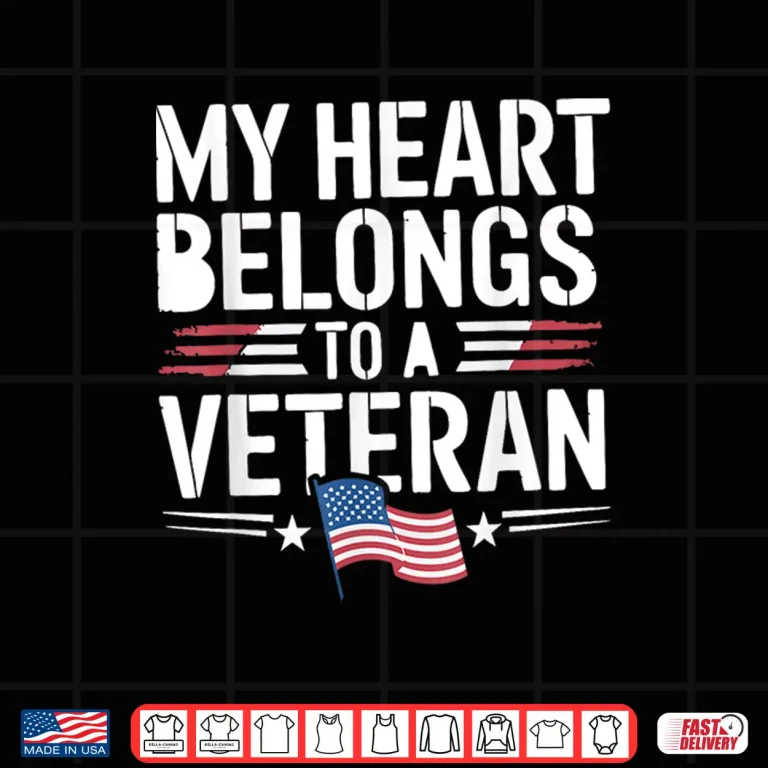 Design My Heart Belong To A Veteran Memorial Day Military Veterans Shirt