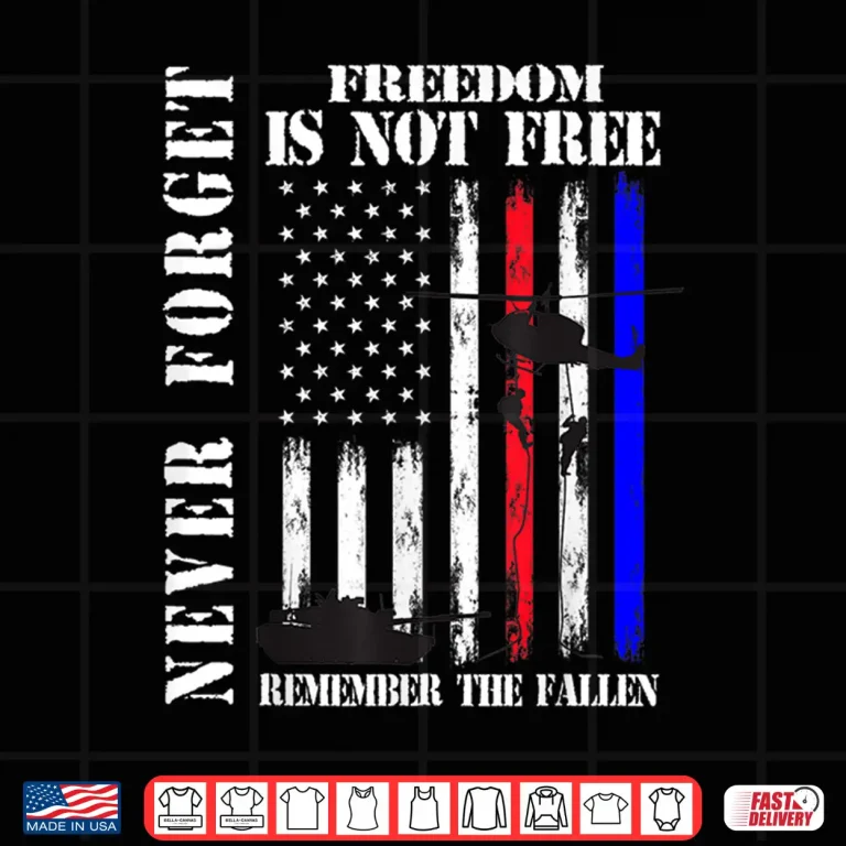 Design Never Forget Freedom Isnt Free Veteran Memorial Day Graphic Shirt