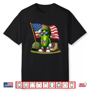 Salute Pickle American Usa Flag Memorial Day 4Th Of July Shirt