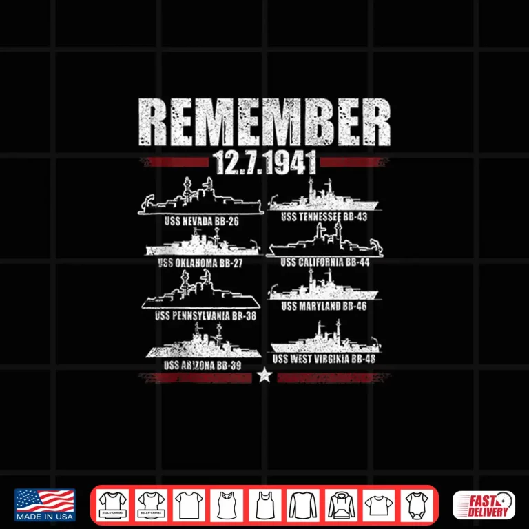 Design Remember Pearl Harbor Memorial Day December 7th 1941 WWII Shirt