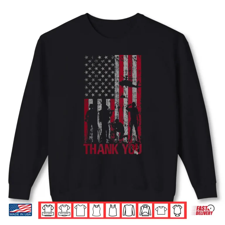 Sweatshirt Thank You Memorial Day Shirt military flag design American Shirt