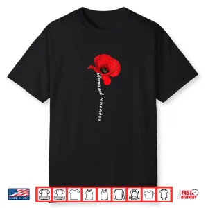 Womens Honor Remember Memorial Day Vintage Poppy Flower Patriotic Shirt