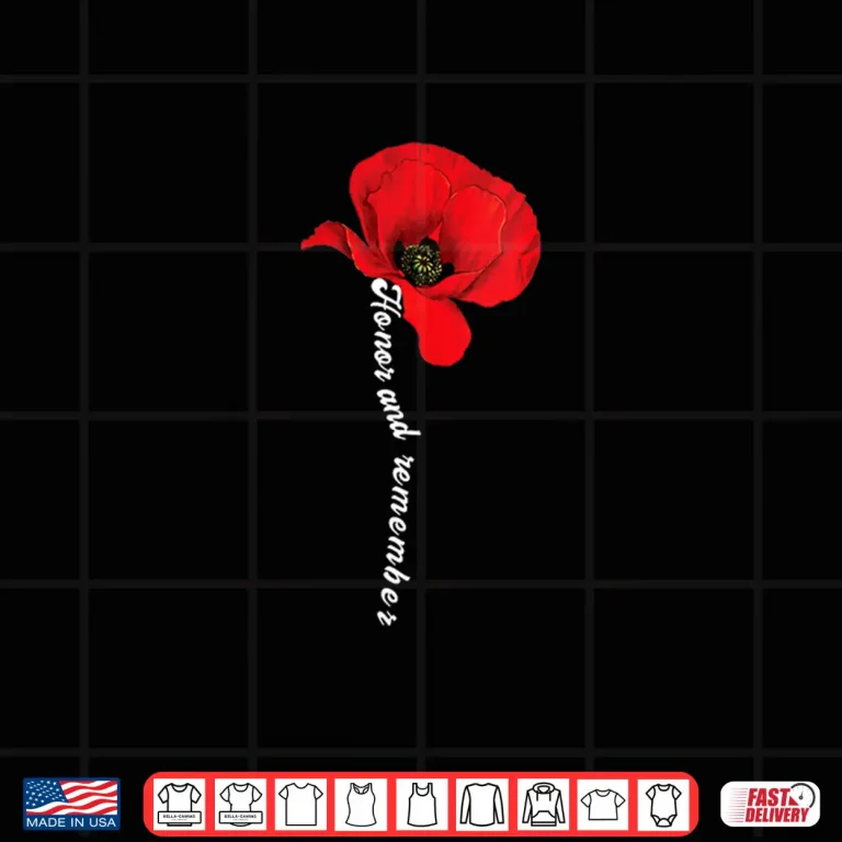 Design Womens Honor remember Memorial Day Vintage Poppy Flower Patriotic Shirt