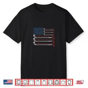 Golf Clubs Usa Flag Red White And Blue Professional Shirt