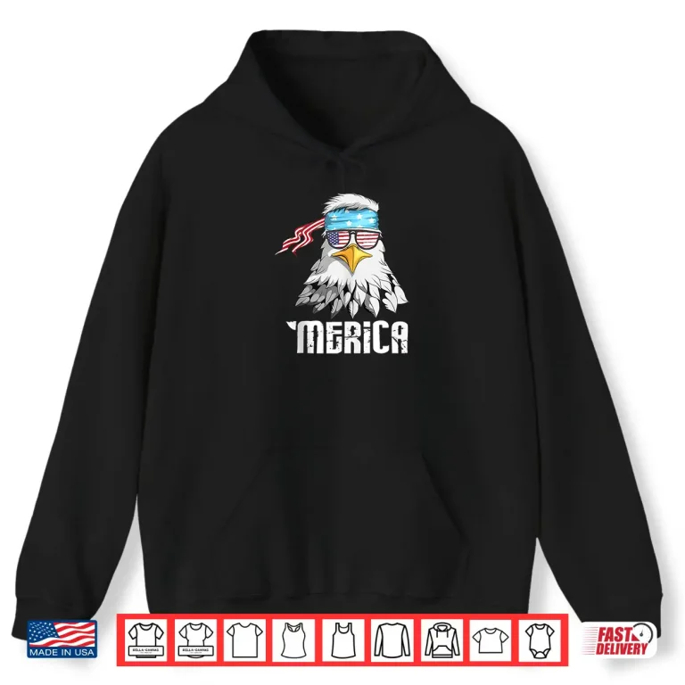 Hoodie Merica Fourth Of July America USA Flag Patriotic Memorial Day Shirt