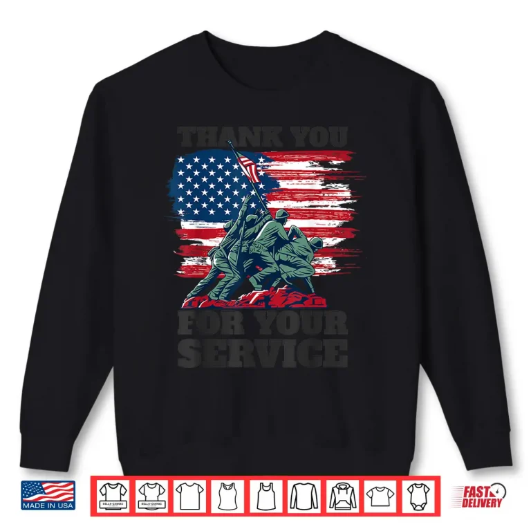Sweatshirt USA Flag Thank You For Your Service Veterans Memorial Day Shirt