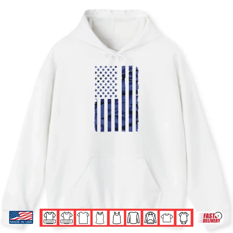 Hoodie Camo American Flag USA Camouflage Veteran Memorial Day Shirt