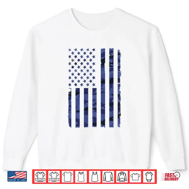 Sweatshirt Camo American Flag USA Camouflage Veteran Memorial Day Shirt