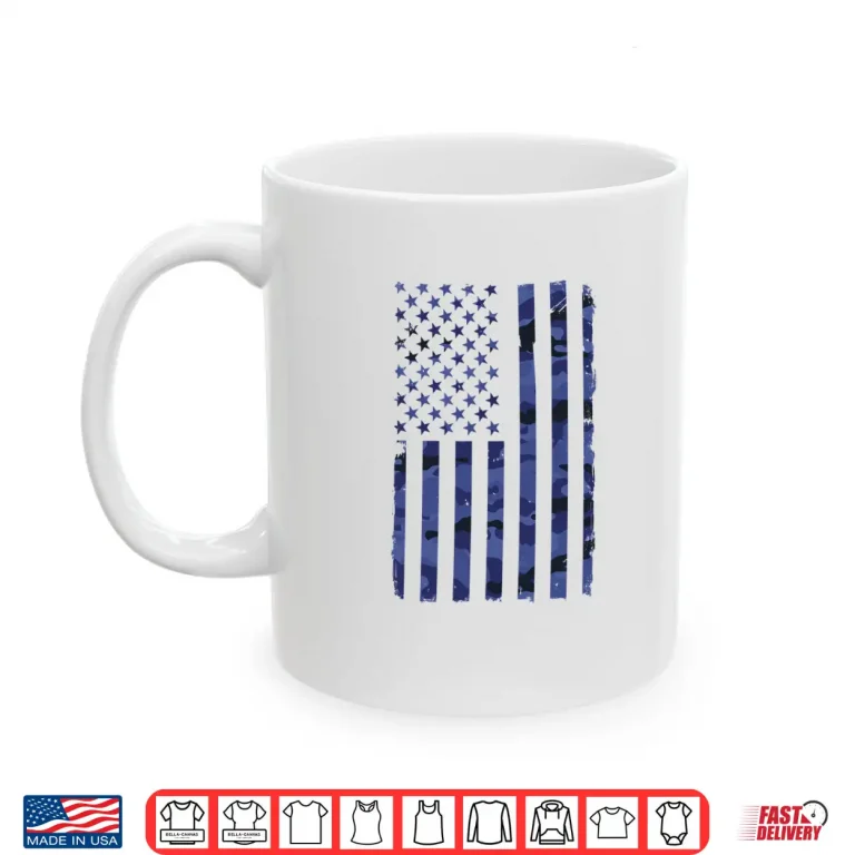 Mug Camo American Flag USA Camouflage Veteran Memorial Day Shirt