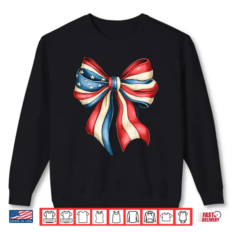 Sweatshirt Memorial Day Cute USA Flag Bow Coquette Professional Shirt
