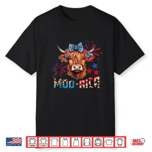 Moorica Highland Cow July Fourth Memorial Day Patriotic Shirt