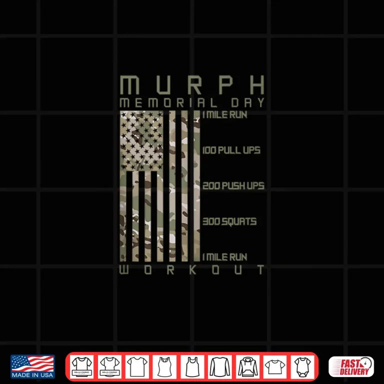 Design Murph Memorial Day Workout WOD Multi Camo Vertical Flag Shirt