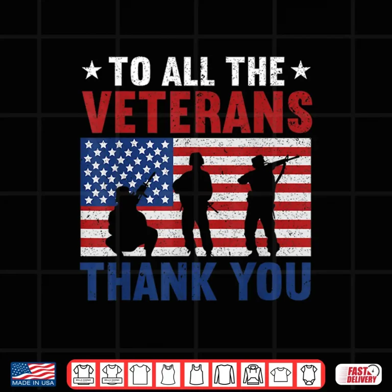 Design To All The Veterans Thank You USA Flag American Veteran Shirt