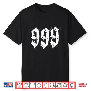 Angel Number Nine Nine Nine Gothic Calligraphy Shirt