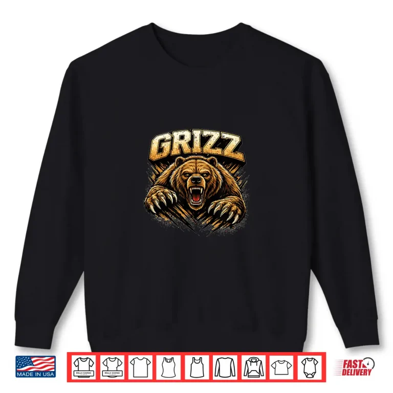 Sweatshirt Grizzly Bear Graphic Fierce Grizzly Bear Sports Team Shirt