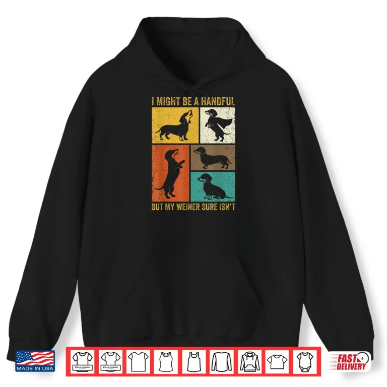 Hoodie I Might Be A Handful But My Weiner Sure Isnt Funny Dog Shirt
