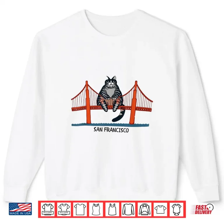 Sweatshirt Kliban Cat San Francisco Golden Gate Professional Graphic Shirt