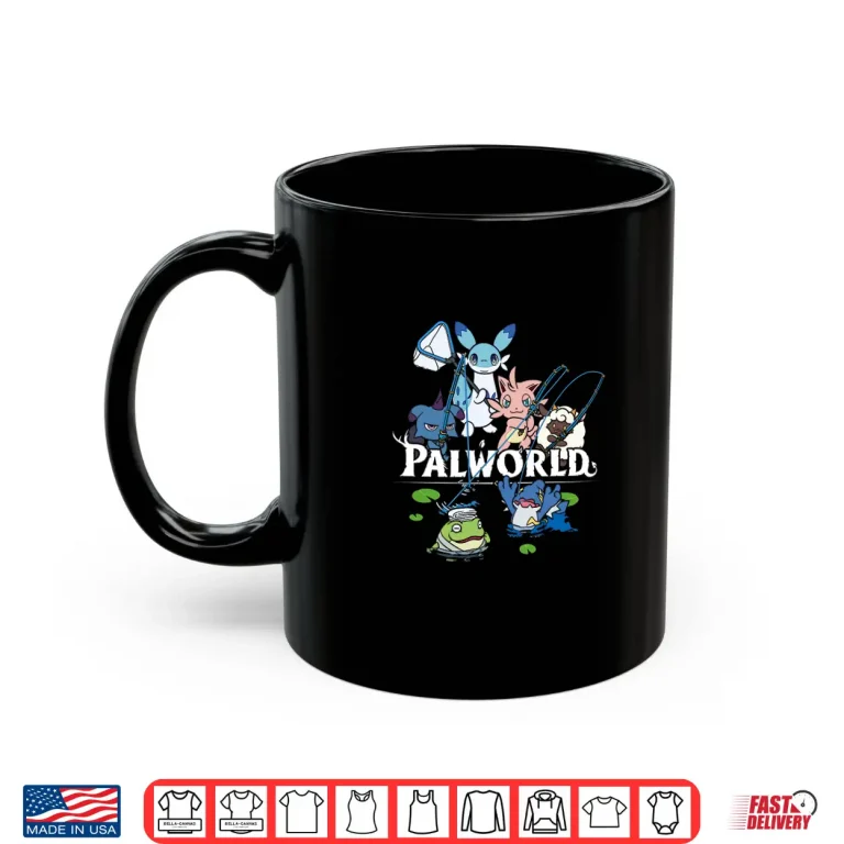 Palworld Characters Fishing Scene Cute Video Game Shirt 3 Mug Palworld Characters Fishing Scene Cute Video Game Shirt