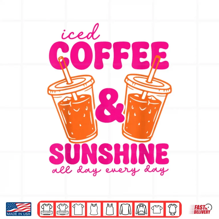 Design Retro Iced Coffee and Sunshine Summer Family Beach Vacation Shirt