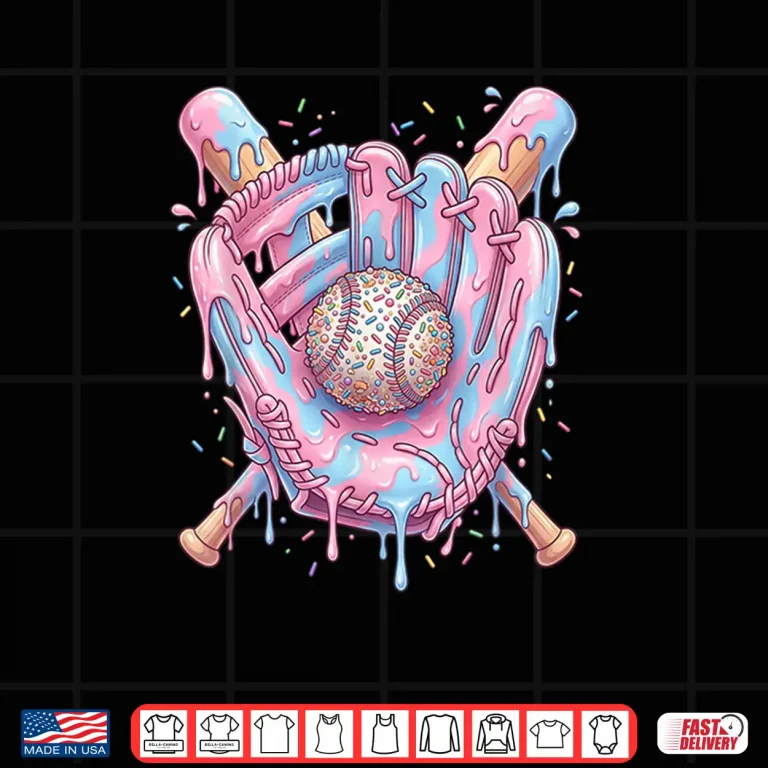 Design Baseball Drip Ice Cream Candy Teens Youth Boy Girl Shirt