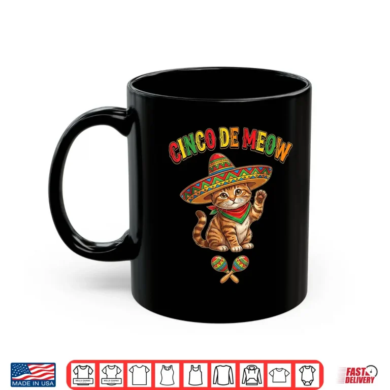 Mug Funny Sombrero Cinco De Meow Kitten Fiesta Cute Cat Mexican Shirt