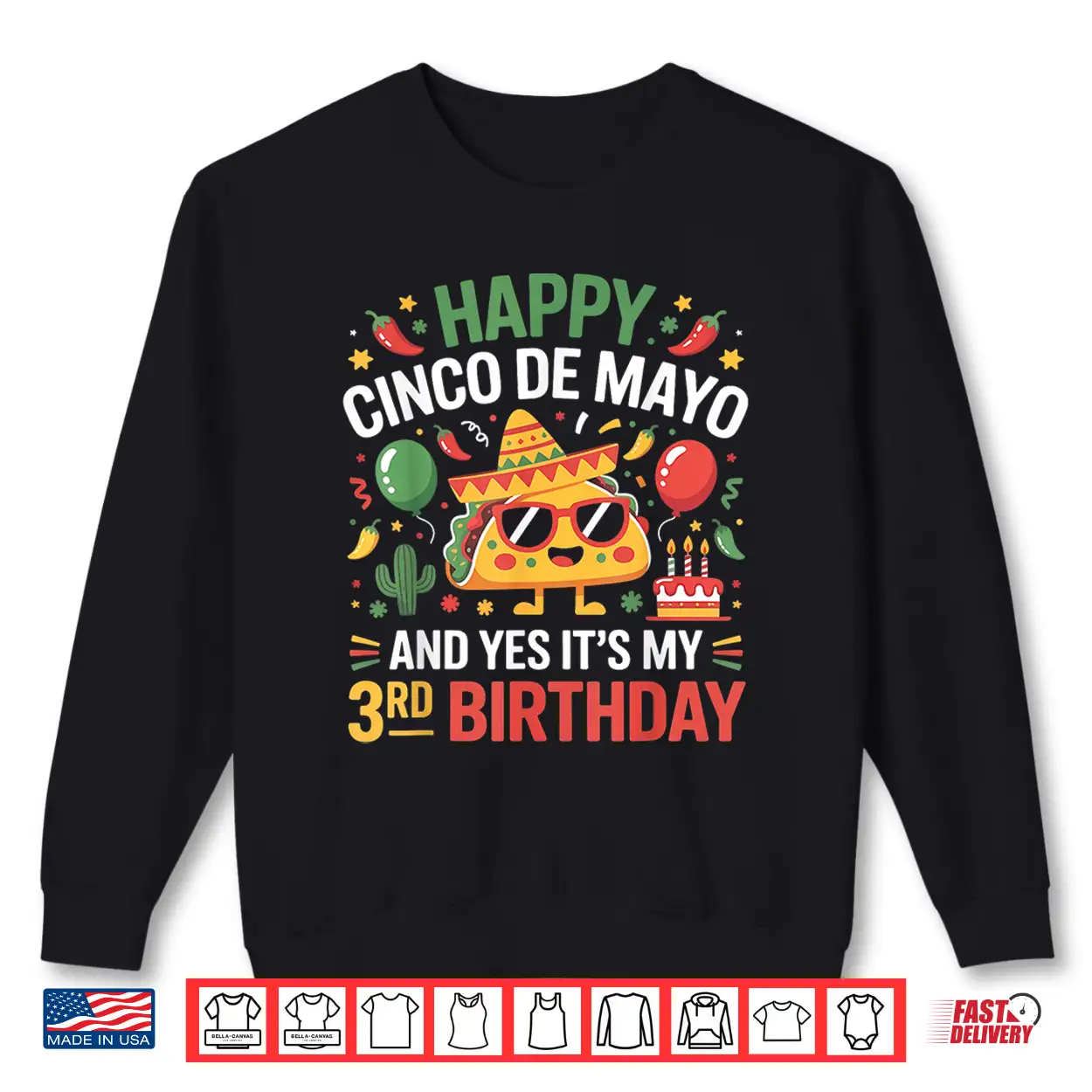 Happy Cinco De Mayo 2026 Yes It’S My 3Rd Birthday Kids Shirt Happy Cinco De Mayo 2026 Yes It’S My 3Rd Birthday Kids Shirt