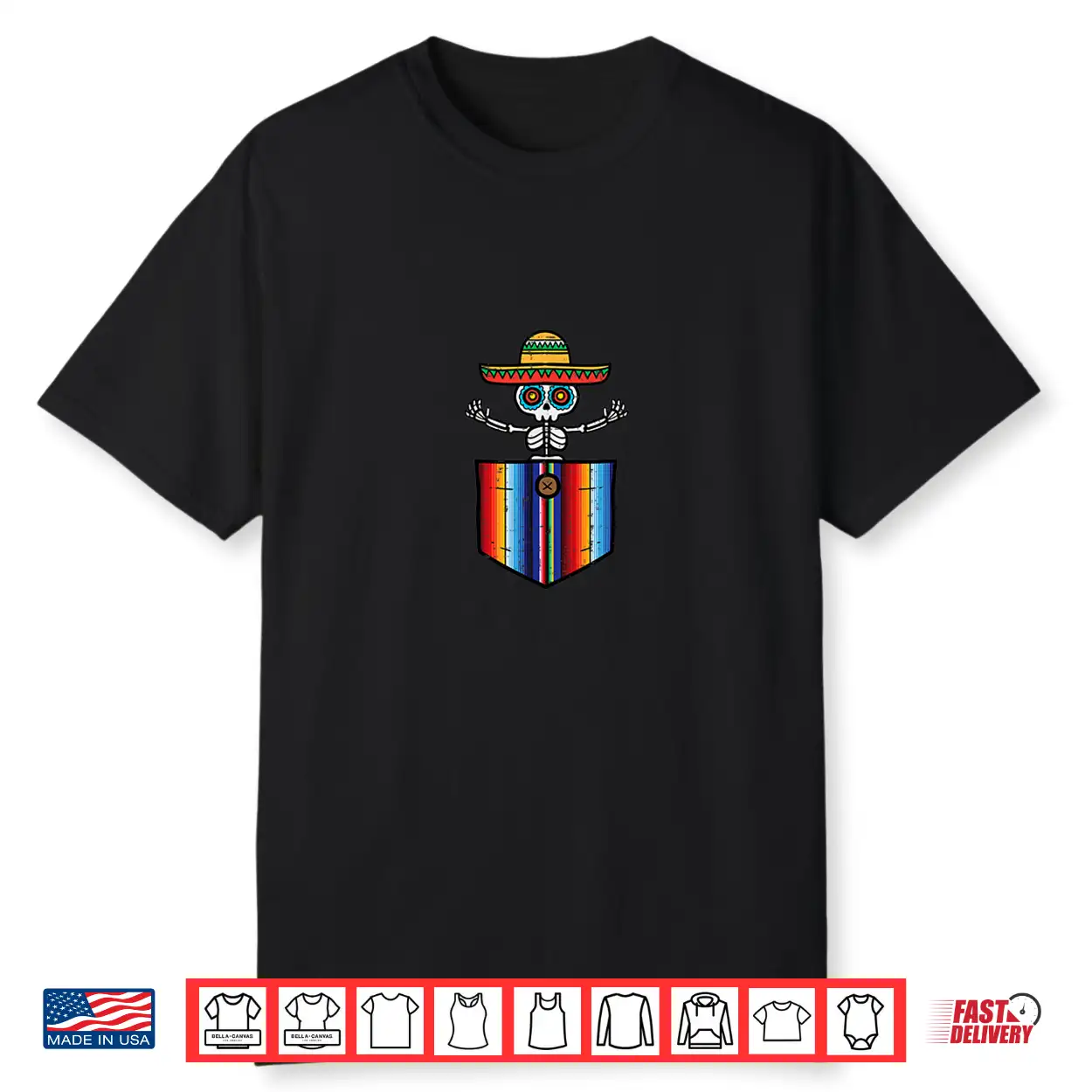 Serape Skeleton Mariachi Pocket Cinco De Mayo Mexican Party Shirt Serape Skeleton Mariachi Pocket Cinco De Mayo Mexican Party Shirt