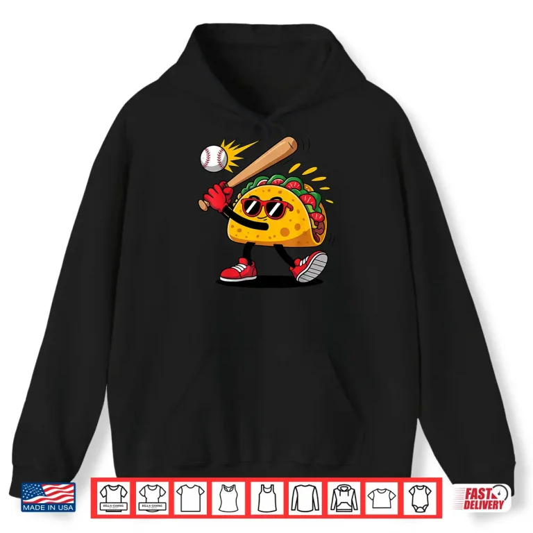 Hoodie Taco Baseball Mexican Cinco de Mayo Men Kids Shirt