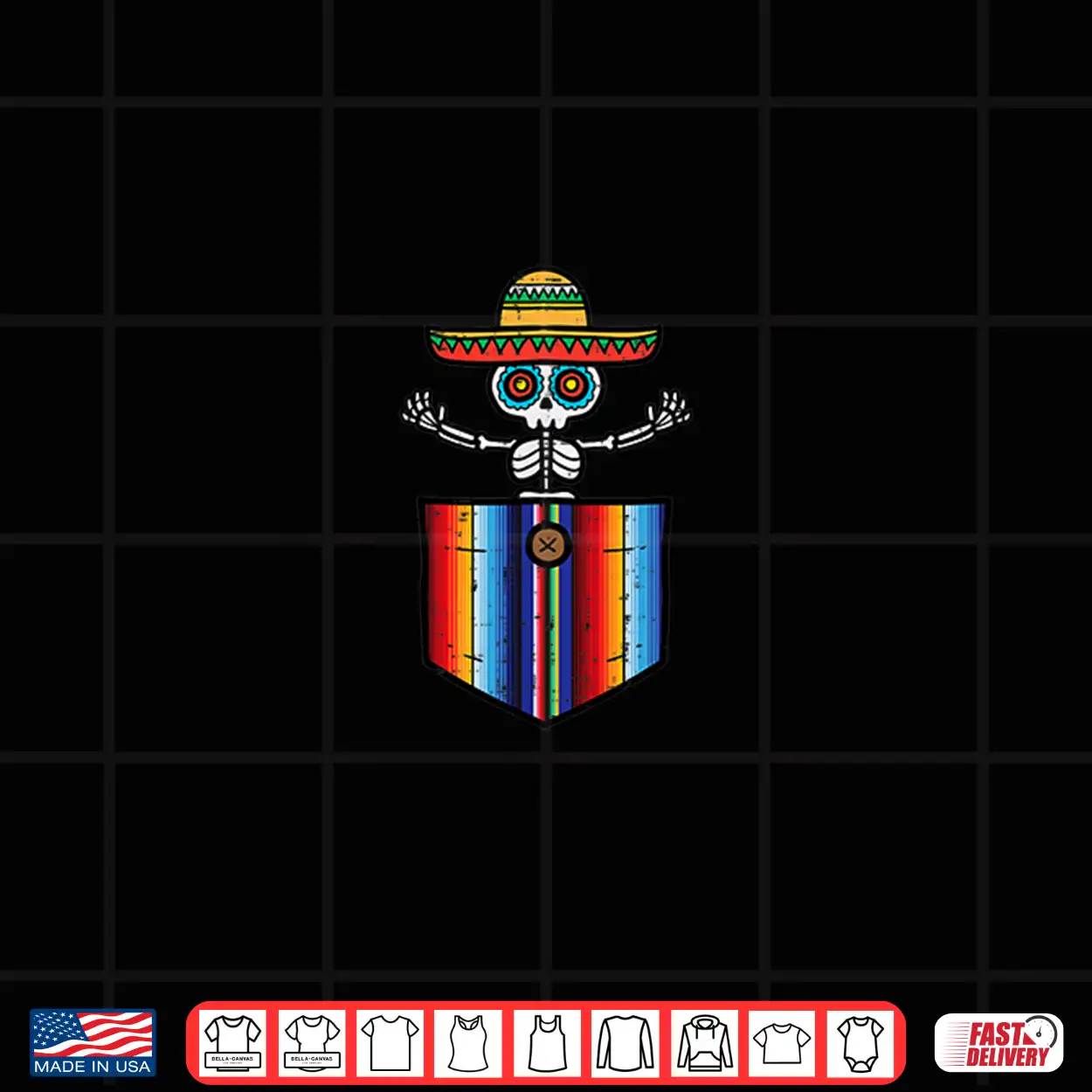 Serape Skeleton Mariachi Pocket Cinco De Mayo Mexican Party Shirt Serape Skeleton Mariachi Pocket Cinco De Mayo Mexican Party Shirt