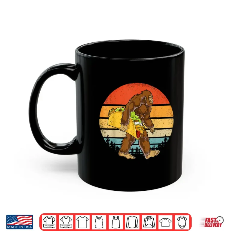 Mug Bigfoot Carrying Taco Funny Cinco de Mayo Boys Men Sasquatch Shirt