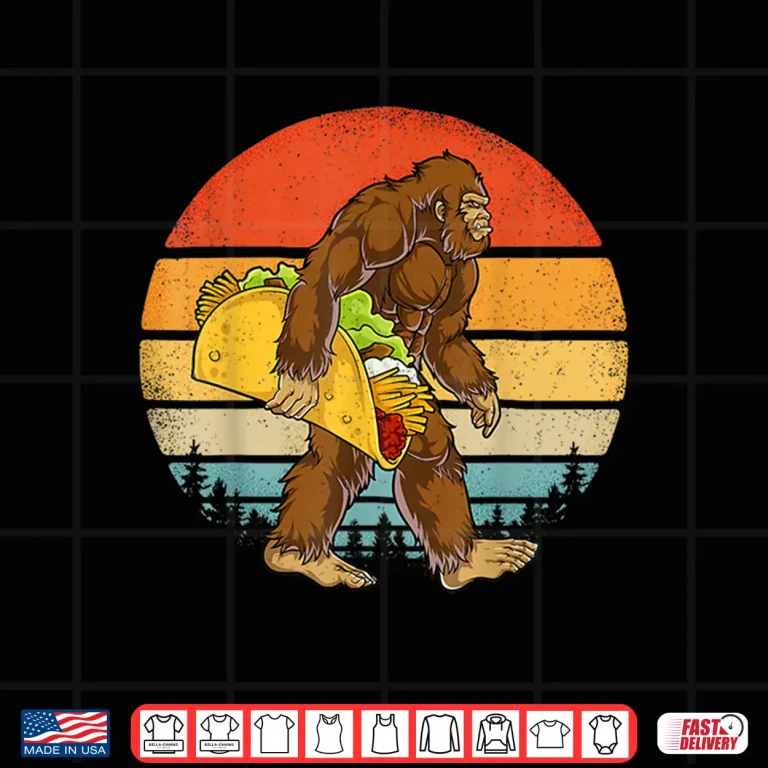 Design Bigfoot Carrying Taco Funny Cinco de Mayo Boys Men Sasquatch Shirt