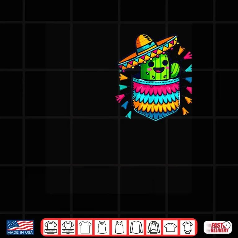 Design Cactus Pinata Pocket Cinco De Mayo Mexican Party Cute Boys Shirt