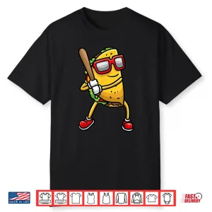 Taco Playing Baseball Mexican Cinco De Mayo Kids Men Shirt