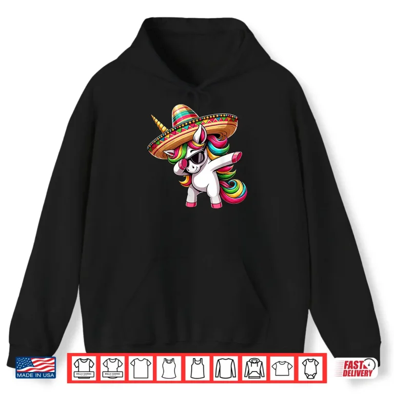 Hoodie Cinco de Mayo Dabbing Unicorn Funny Mexican Dab Girl Kids Shirt