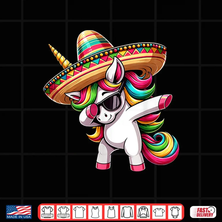 Design Cinco de Mayo Dabbing Unicorn Funny Mexican Dab Girl Kids Shirt
