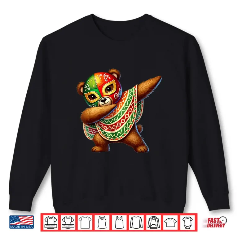 Sweatshirt Dabbing Teddy Bear Lucha Libre Cinco de Mayo Mexican Boys Shirt