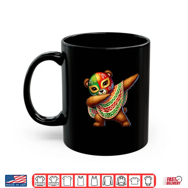 Mug Dabbing Teddy Bear Lucha Libre Cinco de Mayo Mexican Boys Shirt