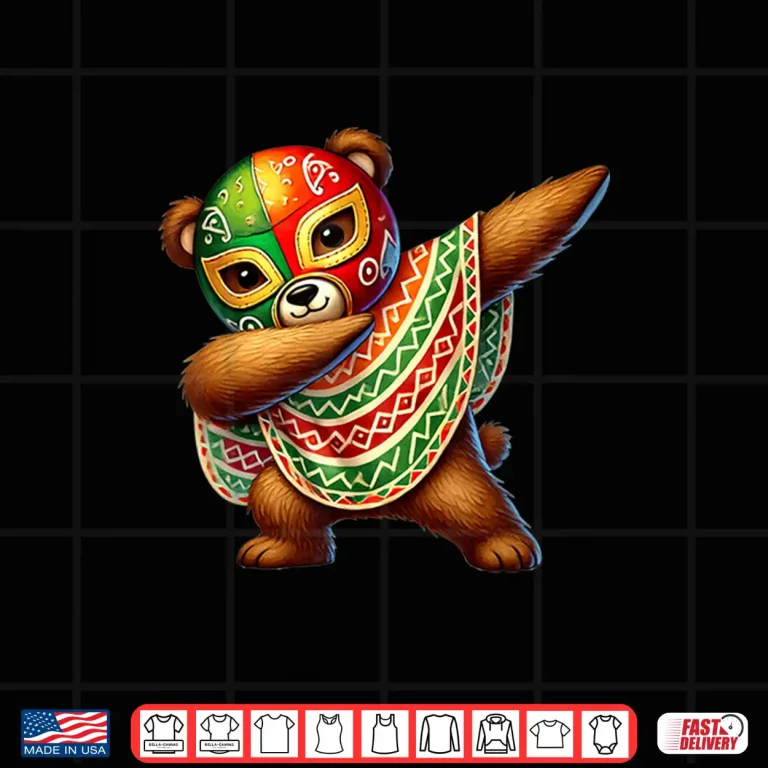 Design Dabbing Teddy Bear Lucha Libre Cinco de Mayo Mexican Boys Shirt